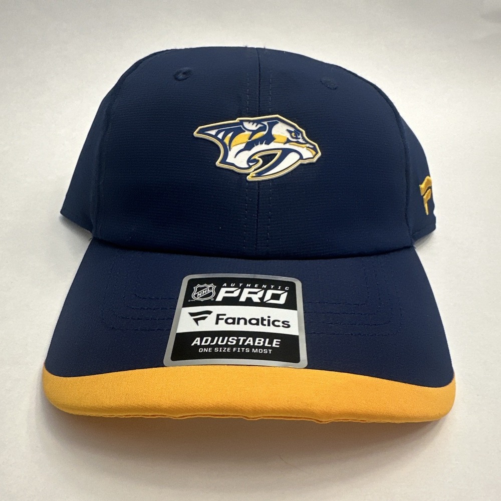 New Nashville Predators Fanatics Authentic Pro Adjustable Hat Cap Navy/Gold